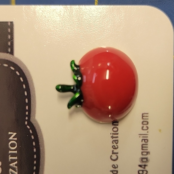 Red Plump Tomato 0.3" Earrings - Picture 2 of 2